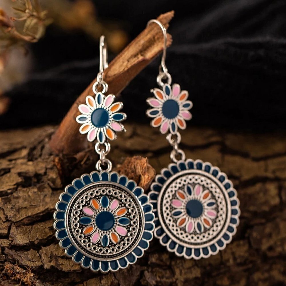 Y2K Vintage Ethnic Bohemian gypsy Water Drop Earrings festival Indian